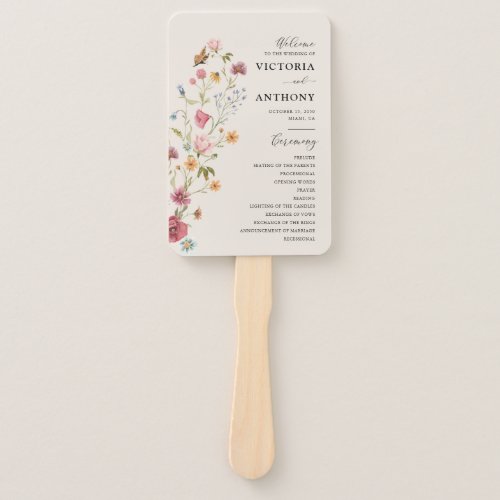 Boho Wildflowers Wedding Program Hand Fan