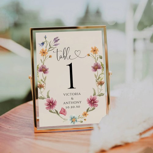 Boho Wildflowers Wedding Table Numbers