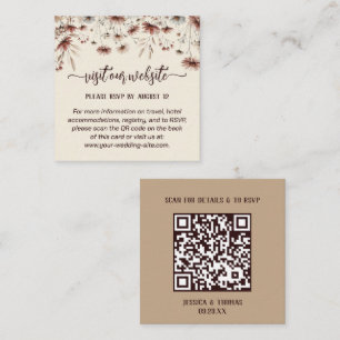 Boho Wildflowers Wedding Website & RSVP QR Code Enclosure Card