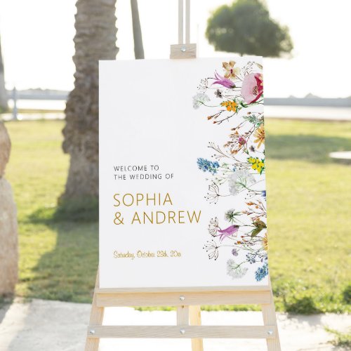 Boho Wildflowers Wedding Welcome Sign