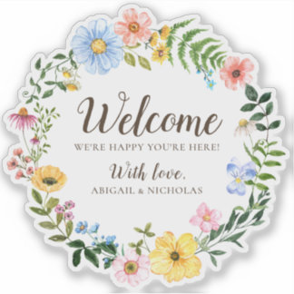 Boho Wildflowers Wedding Welcome Sticker Bag Label