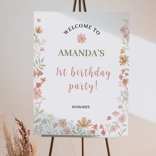 Boho Wildflowers Welcome Sign Birthday Party