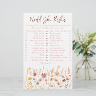 Boho Wildflowers Would She Rather Baby Shower Game