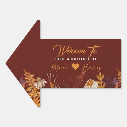 Boho Wildlfower Terracotta Autumn Fall Wedding Sign