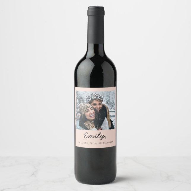 Boho Will You Be My Bridesmaid Proposal Wine Label (Front)