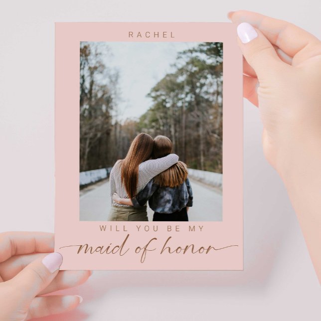 Boho Will you be my Maid of Honor Photo Chic Postcard (Creator Uploaded)