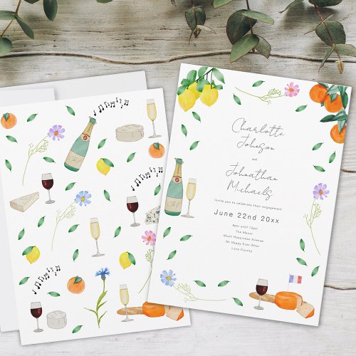 Boho Wine and Cheese Engagement Party Invitation