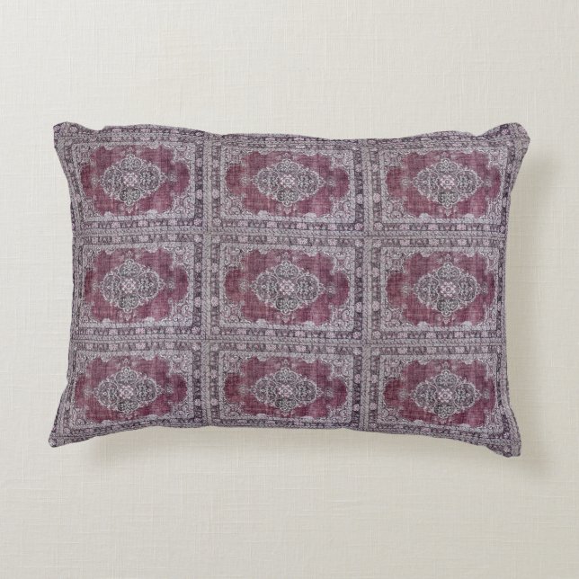 BOHO WINE PRINT BOHEMIAN BURGUNDY ACCENT PILLOW (Back)
