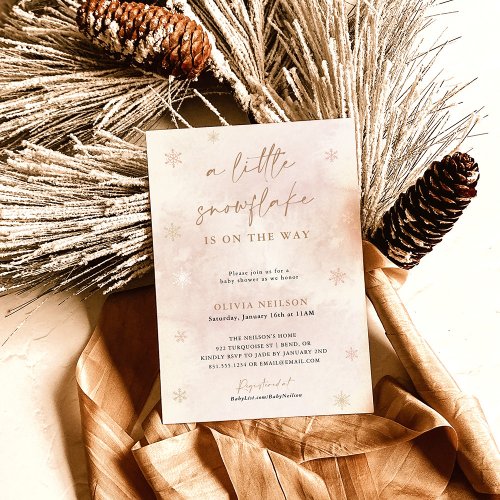 Boho Winter Baby Shower  Snowflake Wonderland Invitation
