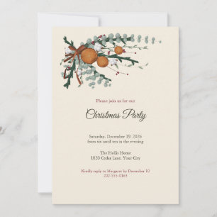 Boho Winter Botanicals Christmas Party Invitation