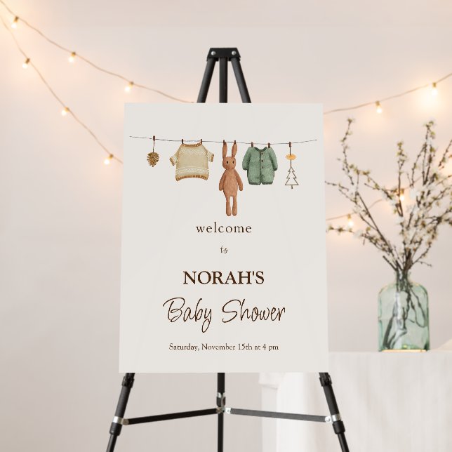 Boho Winter Boy Clothes Baby Shower Welcome Sign (In Situ (Stand))