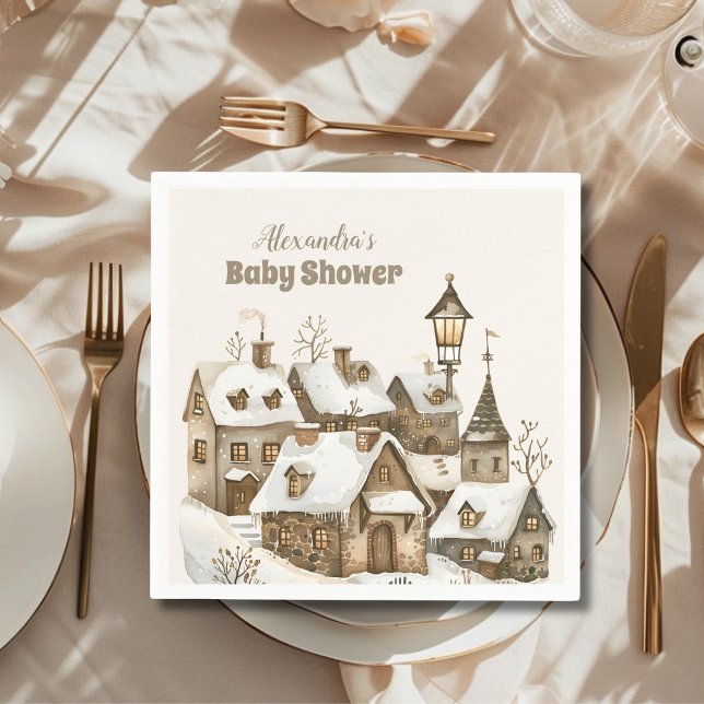 Boho Winter Christmas Baby Shower Napkins (Creator Uploaded)