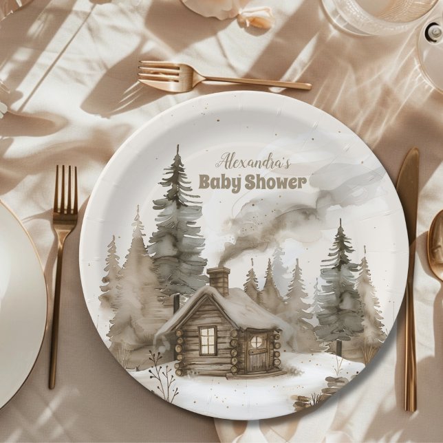 Boho Winter Christmas Baby Shower Paper Plates (Creator Uploaded)