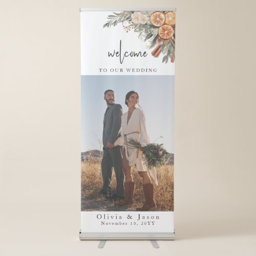 Boho Winter citrus Welcome personalized Photo  Retractable Banner