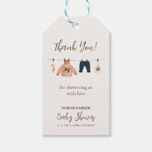 Boho Winter Clothesline Baby Shower Thank You Gift Tags
