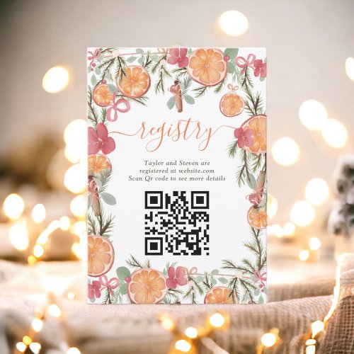 Boho Winter Dried Citrus Floral Bridal registry Enclosure Card