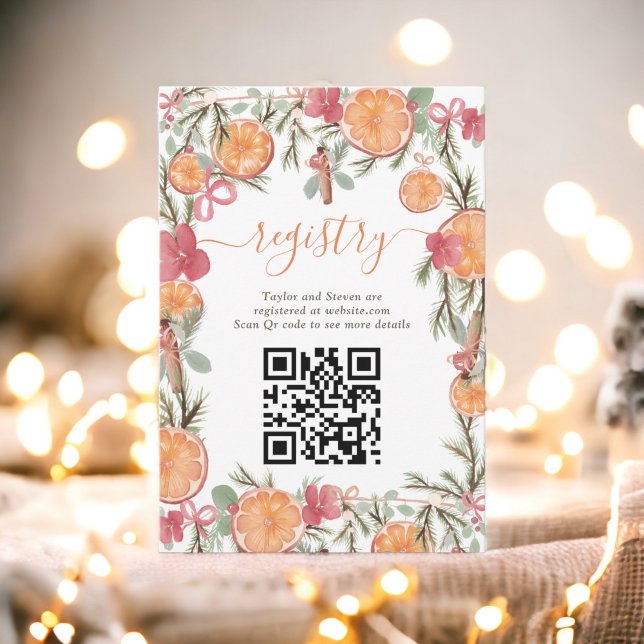 Boho Winter Dried Citrus Floral Bridal registry Enclosure Card (Boho Winter Dried Citrus Floral Bridal registry Enclosure Card)