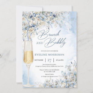 Boho winter flowers greenery brunch and bubbly invitation