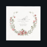 Boho Winter Greenery Red Floral 18th Birthday Napkins<br><div class="desc">Modern sage green watercolor Boho botanical frame is accented with small poinsettia flowers.</div>