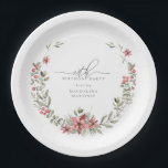 Boho Winter Greenery Red Floral 18th Birthday Paper Plates<br><div class="desc">Modern sage green watercolor Boho botanical frame is accented with small poinsettia flowers.</div>