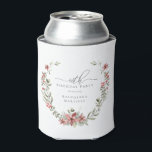Boho Winter Greenery Red Floral 40th Birthday Can Cooler<br><div class="desc">Modern sage green watercolor Boho botanical frame is accented with small poinsettia flowers.</div>