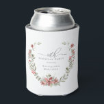 Boho Winter Greenery Red Floral 40th Birthday Can Cooler<br><div class="desc">Modern sage green watercolor Boho botanical frame is accented with small poinsettia flowers.</div>