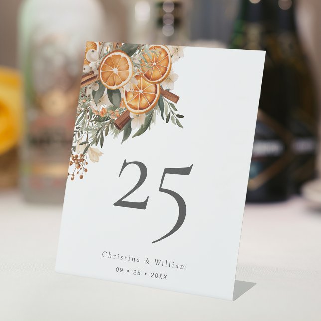Boho Winter Holiday Wedding Table Number Pedestal Sign (Creator Uploaded)