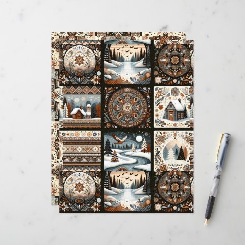 Boho Winter Patterns Craft &amp; Scrapbook Paper