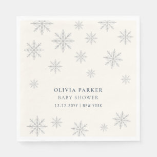 Boho Winter Snowflake Baby Shower Welcome Sign Napkins