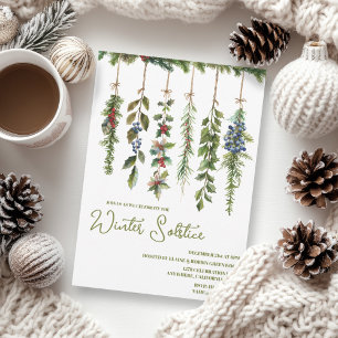 Boho Winter Solstice Herb Greenery Yule Garland Invitation