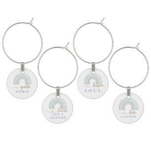 Boho Wishes Mother-to-be Boy Baby Shower Wine Charm