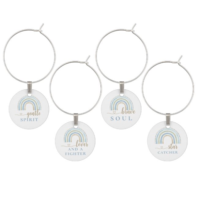 Boho Wishes Mother-to-be Boy Baby Shower Wine Charm (Staggered)