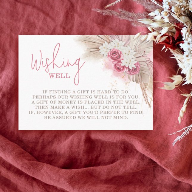 Boho Wishing Well Pampas Grass Baby Shower Enclosure Card (Creator Uploaded)