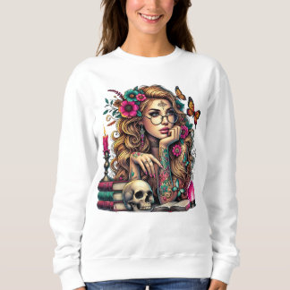 Boho Witch with Books, Gift For Her Sweatshirt