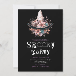 Boho Witches Hat Floral Halloween Party Invitation