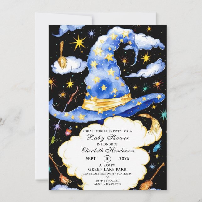 Boho Wizard Hat Baby Shower Invitation (Front)
