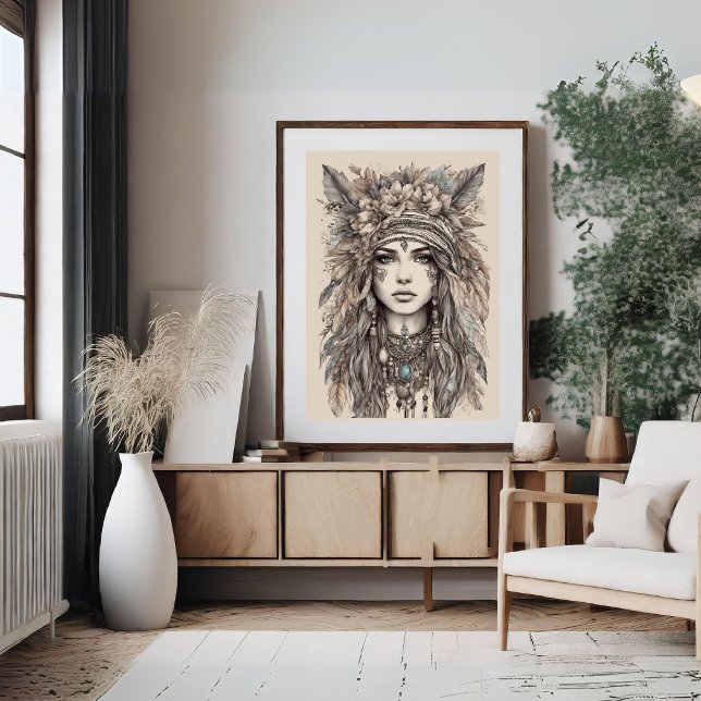 Boho Woman Classic  Vintage Art Poster (Boho Woman Classic Vintage Art Poster)