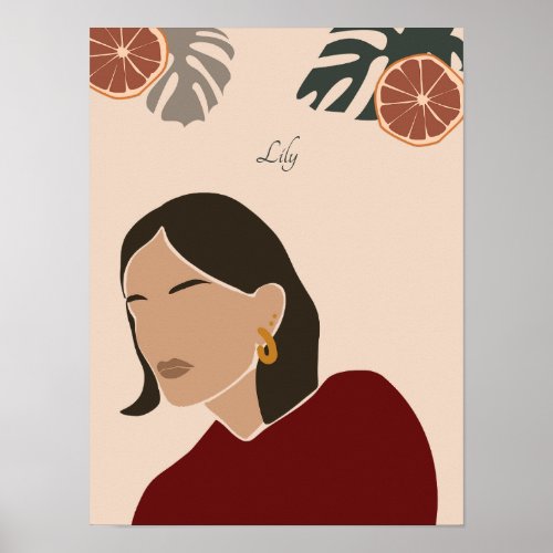Boho Woman Illustration Earthy Tones Poster