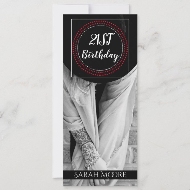Boho Woman In Hat With Tattoo 21st Birthday Party Invitation (Front)