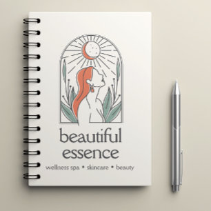 BOHO WOMAN LOGO LEAVES MOON ARCH WELLNESS SPA NOTEBOOK