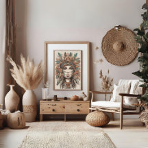 Boho Woman Modern Art Poster