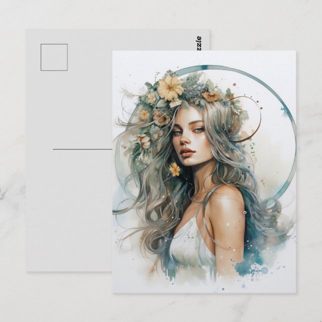 Boho woman postcard (Front/Back)