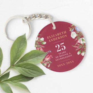 Boho Woman Retire Red And Gold Floral Anniversary