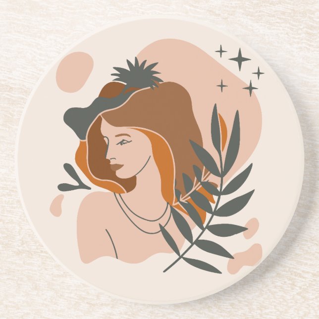 Boho Woman Stars Coaster (Front)