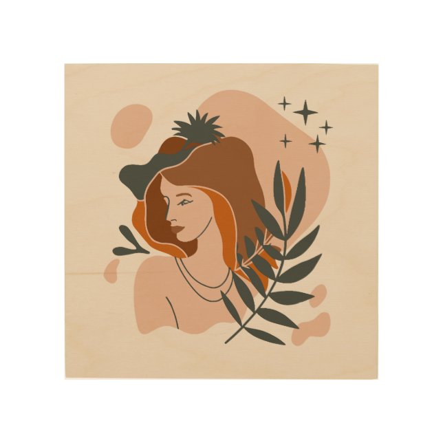 Boho Woman Stars Wood Wall Art (Front)