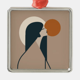 Boho Woman Sun Metal Ornament