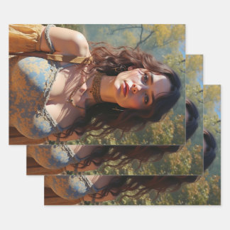 Boho Woman Wrapping Paper Sheets
