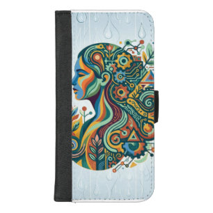 Boho Women Mind Body Soul Abstract Brain Art iPhone 8/7 Plus Wallet Case
