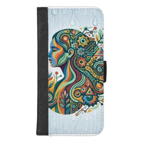Boho Women Mind Body Soul Abstract Brain Art iPhone 8/7 Plus Wallet Case