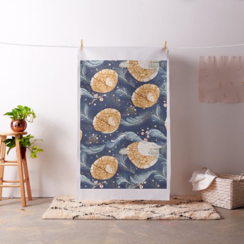 Boho Wood Grain Fan and Navy Feather Botanical Fabric